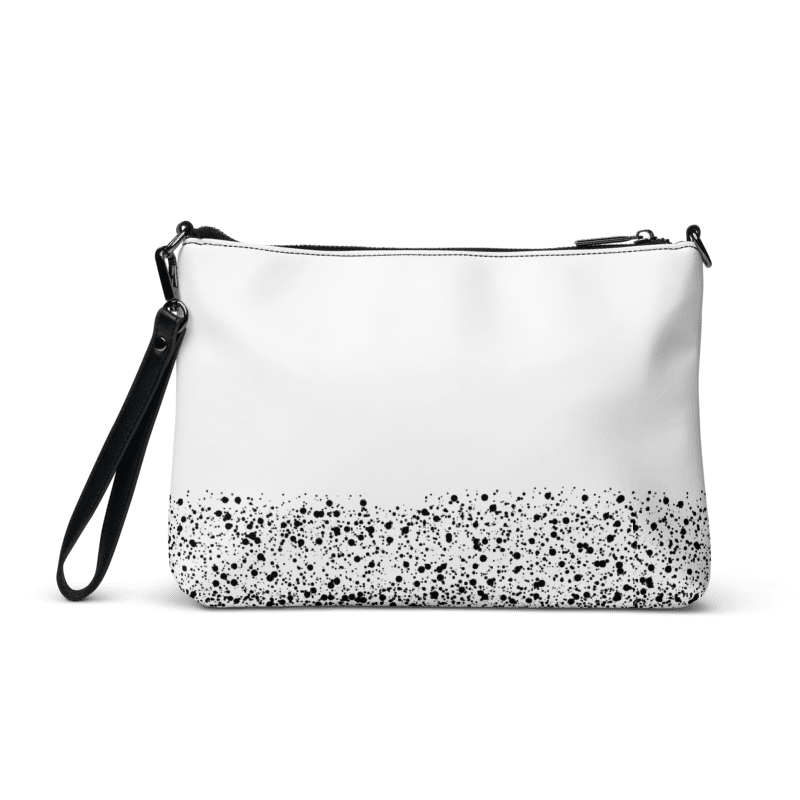 White and black neutral spotted crossbody bag