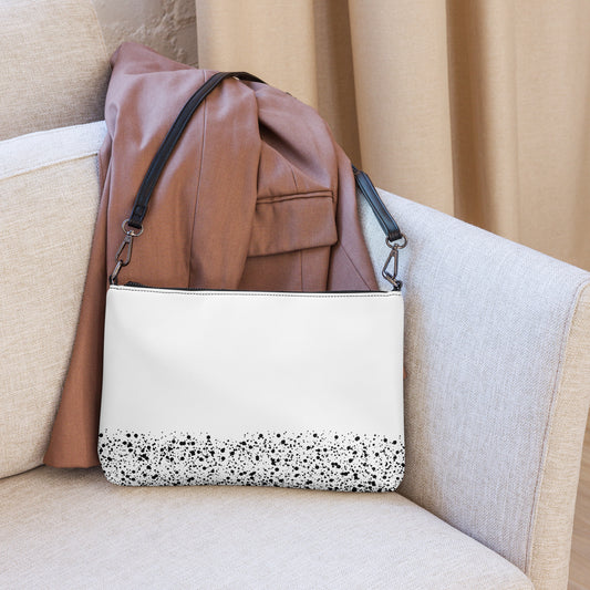 White and black neutral spotted crossbody bag