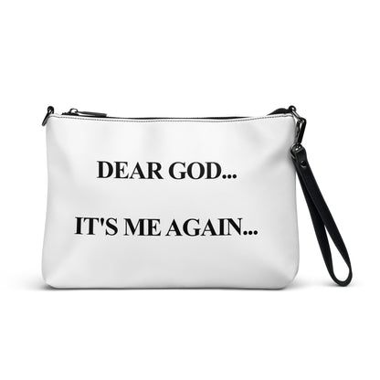 "Dear God it's me again" White Crossbody bag