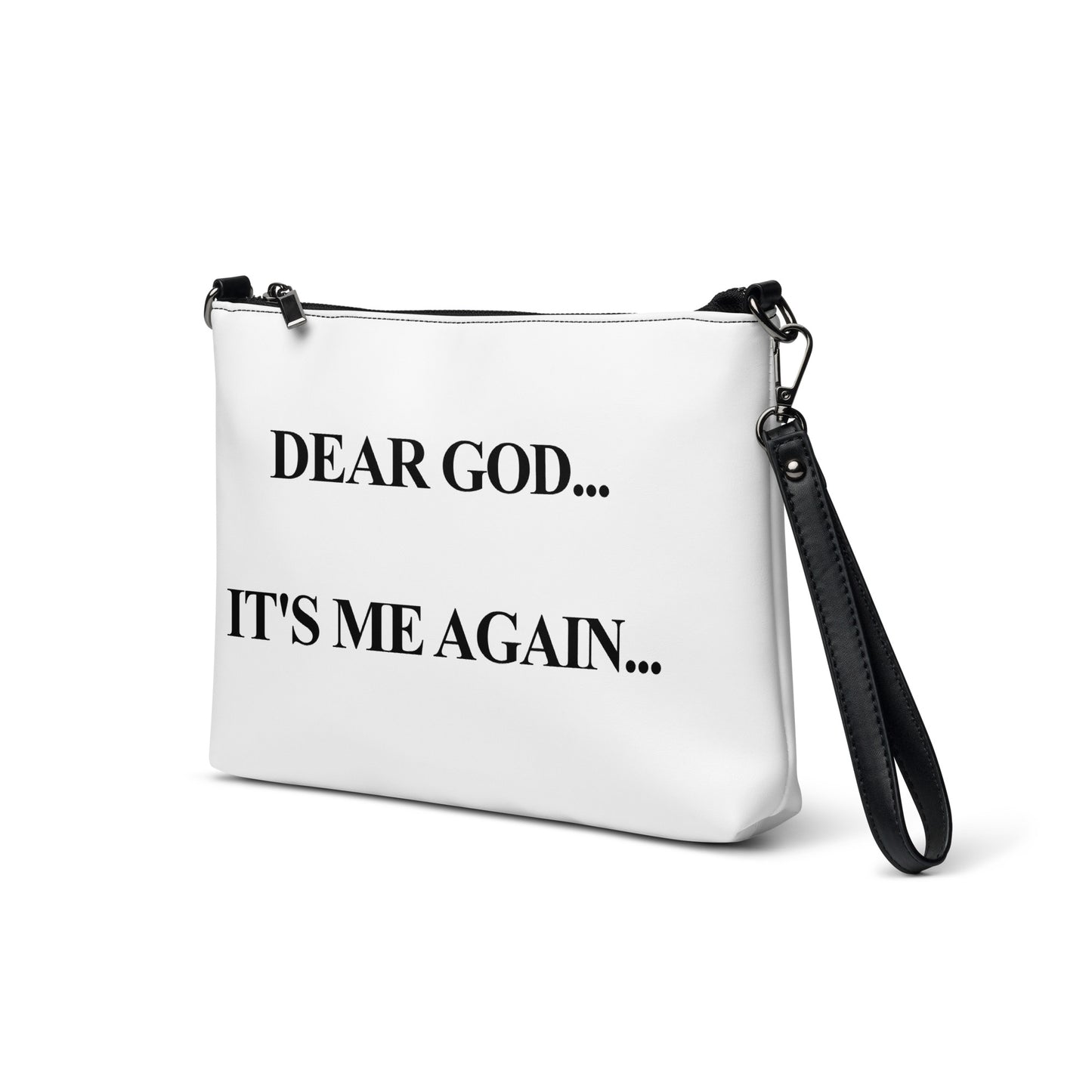 "Dear God it's me again" White Crossbody bag