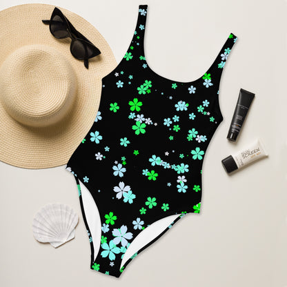 Floral Black One-Piece Swimsuit