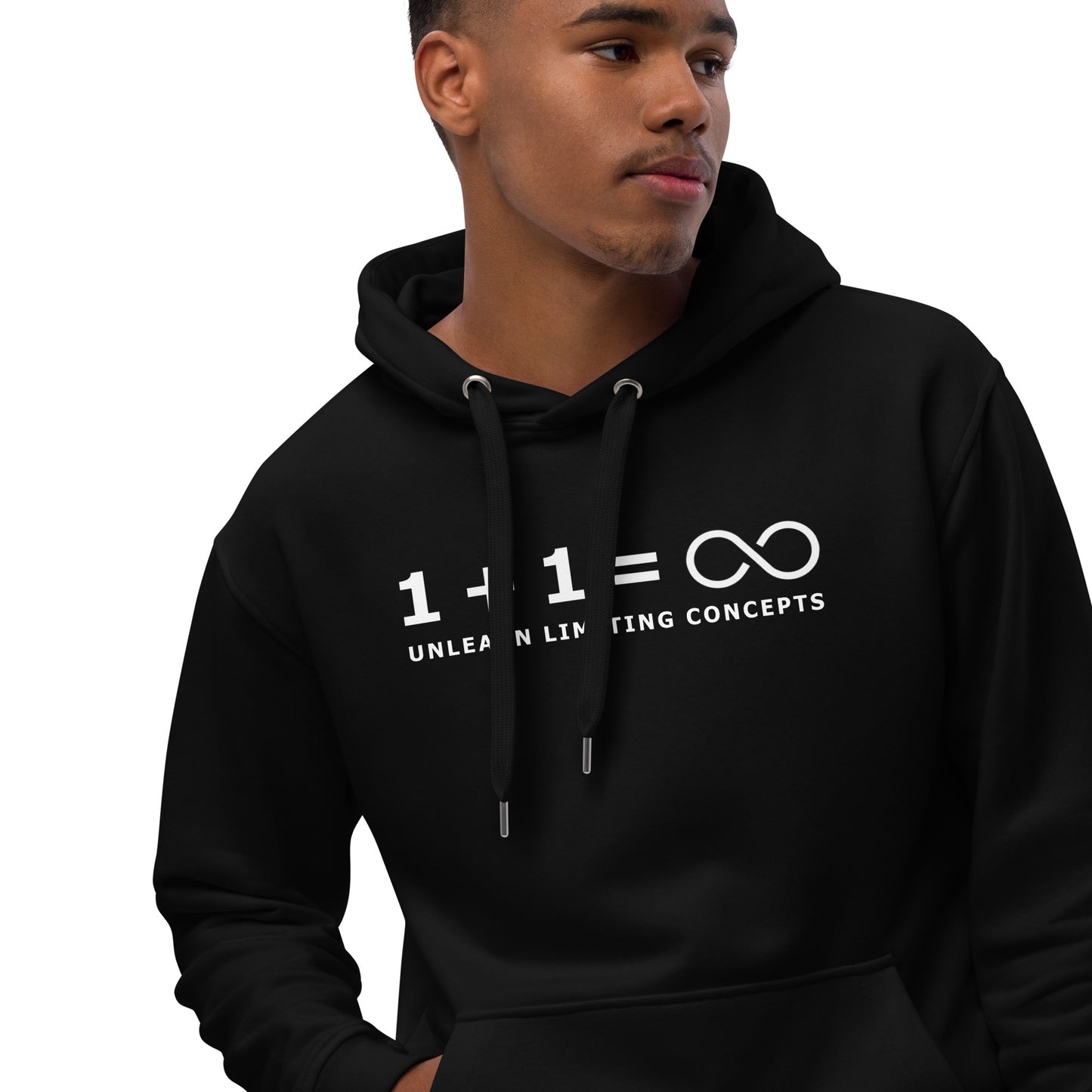 "1+1=Infinity"  Premium Black eco hoodie