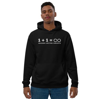 "1+1=Infinity"  Premium Black eco hoodie