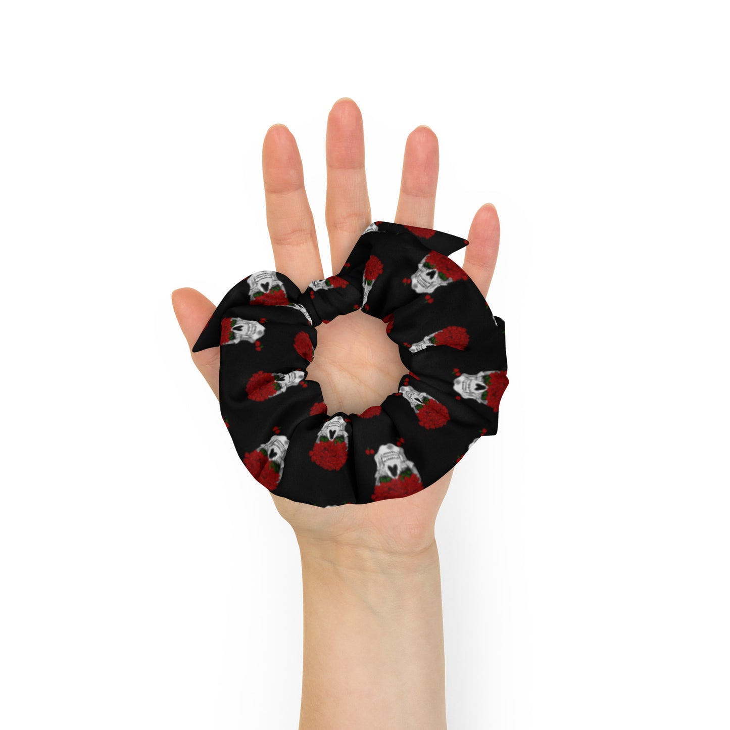 Roses on skull Recycled Scrunchie