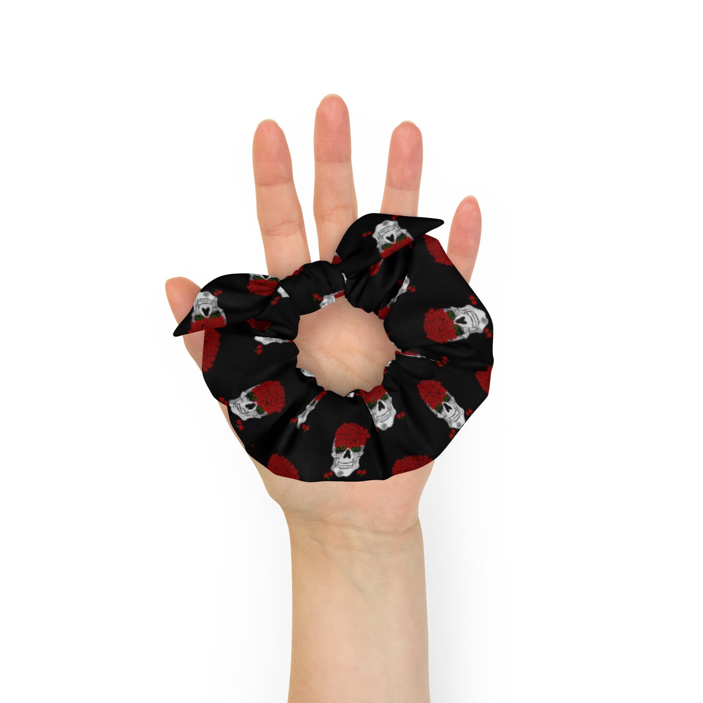 Roses on skull Recycled Scrunchie